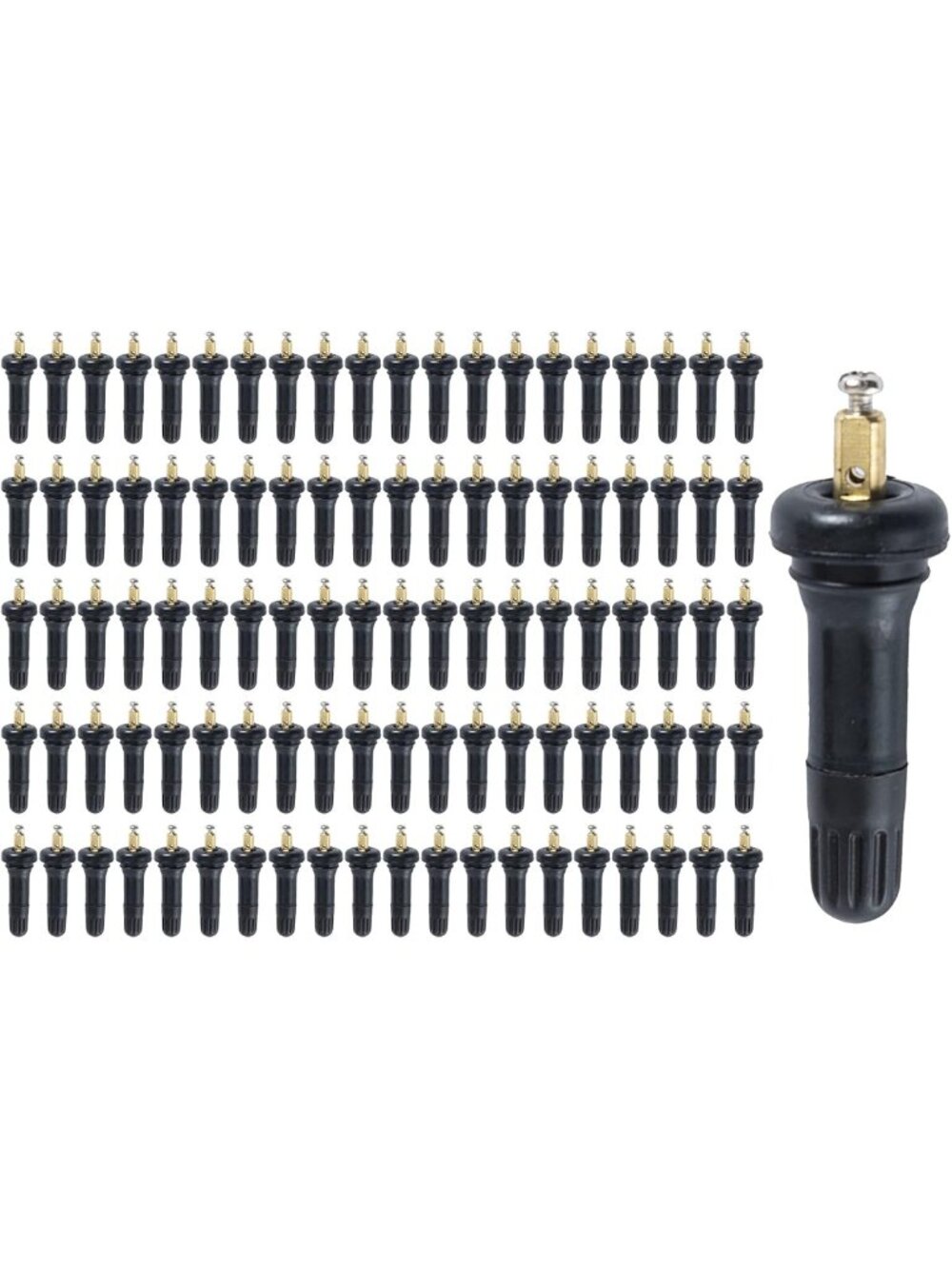 100pcs Tire Pressure Sensor Valve Stems - Rubber Snap-in for Ford, Chevy, Dodge